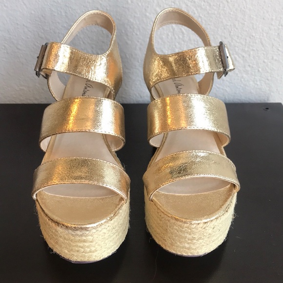 Metallic Gold Platform Wedge Sandal - Picture 4 of 8